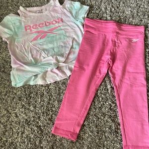 Girls size 5 workout set from Reebok- Leggings and top